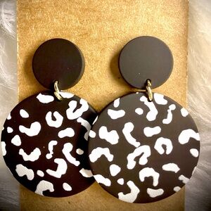 Black & white cow print post earrings.Brand new